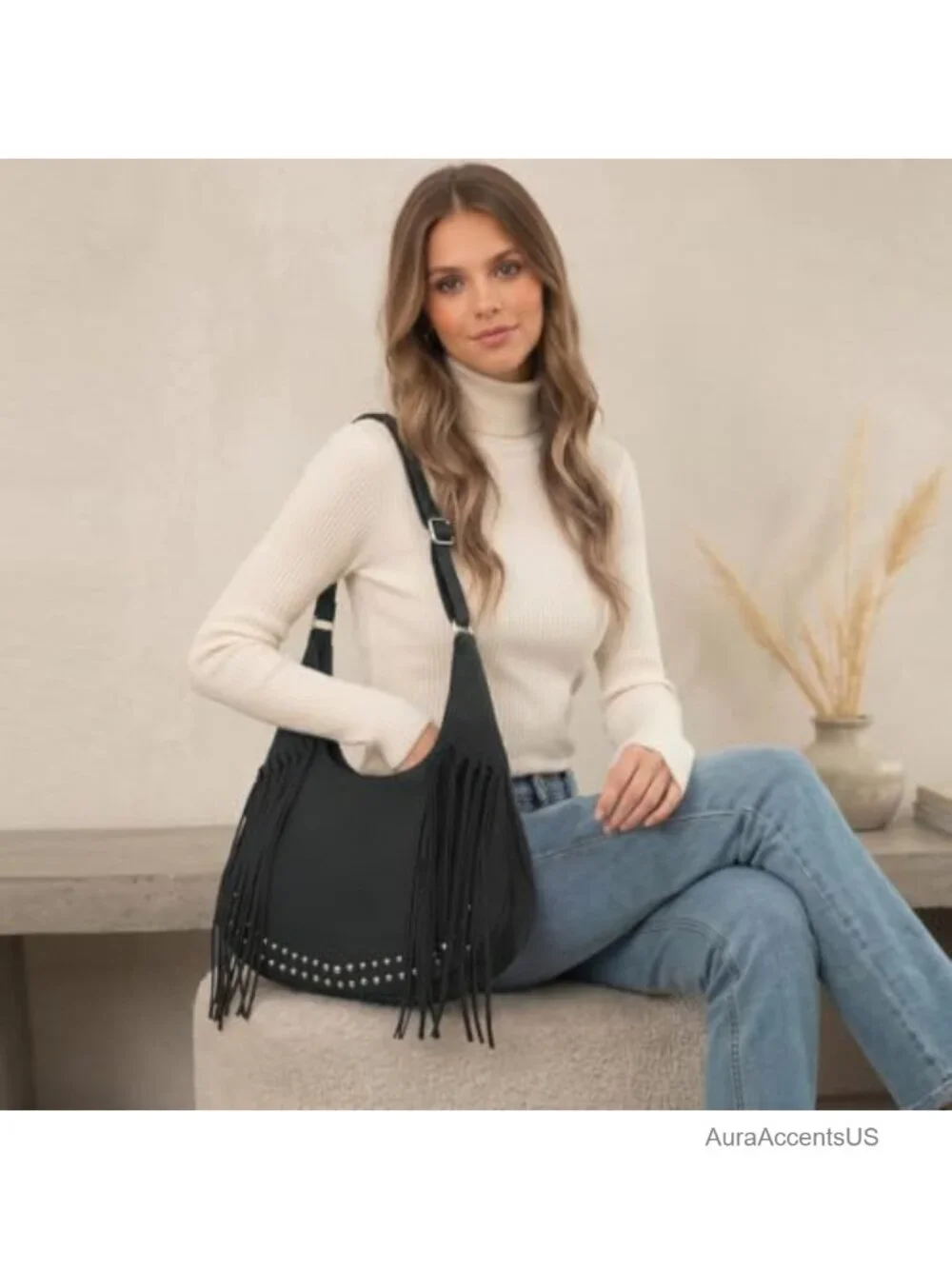 Emprier Fringe Hobo Bag for Women Vintage Suede Western Crossbody Purse Boho